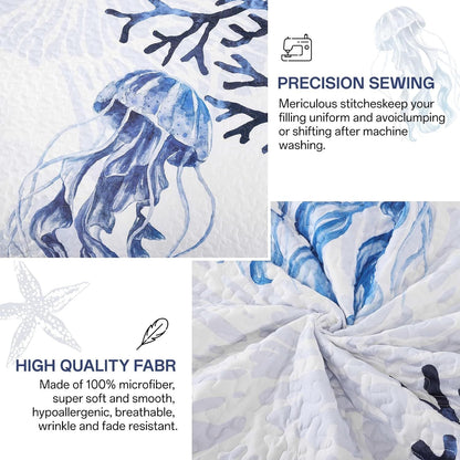Blue Bedspread Set Luxe 230x250cm