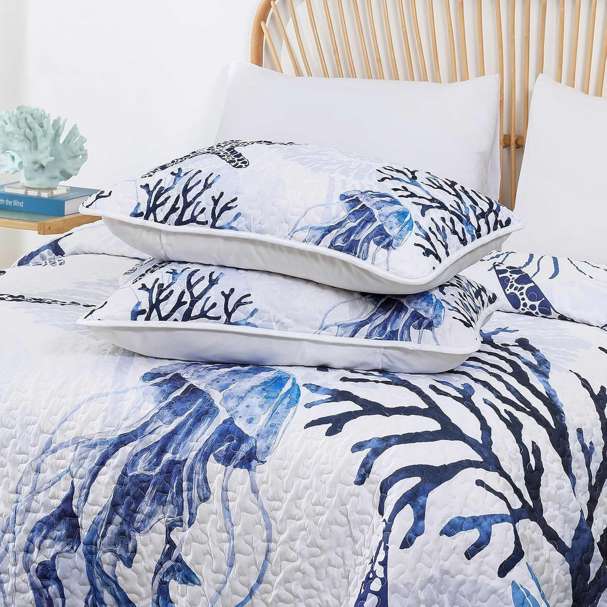 Blue Bedspread Set Luxe 230x250cm