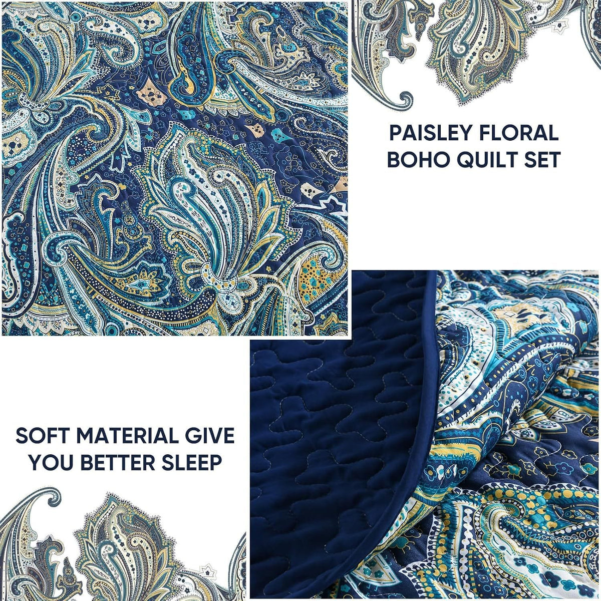 Navy Boho Bedspread Set 230x250cm