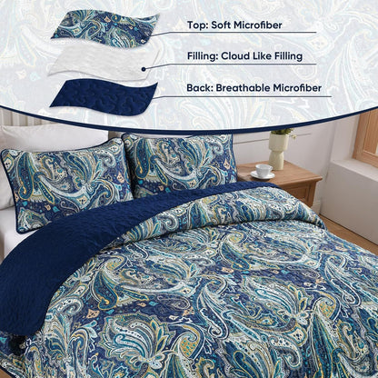 Navy Boho Bedspread Set 230x250cm