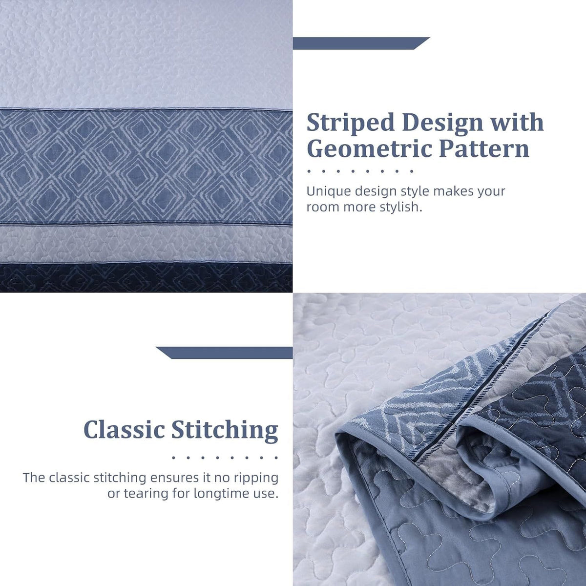Blue Stripe Bedspread Set 230x250cm