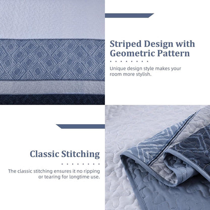 Blue Stripe Bedspread Set 230x250cm