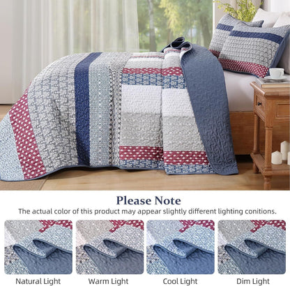 Red Patchwork Bedspread Set 230x250cm