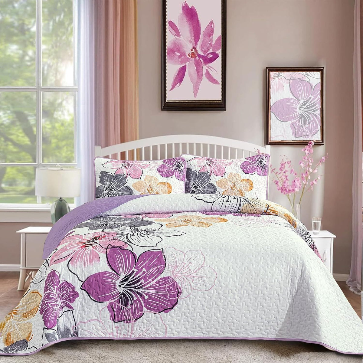 Purple Boho Bedspread Set 230x250cm
