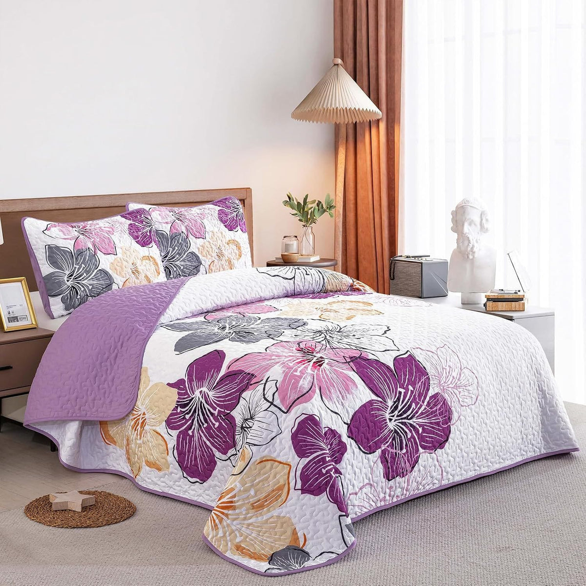 Purple Boho Bedspread Set 230x250cm