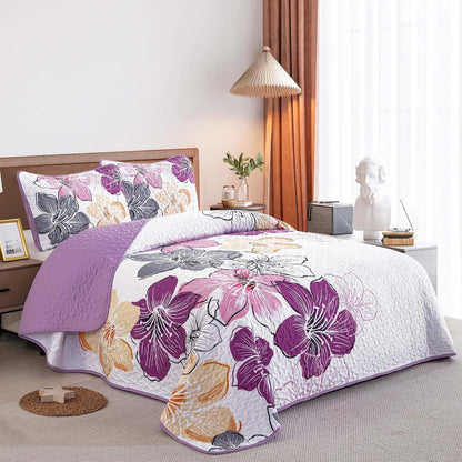 Purple Boho Bedspread Set 230x250cm