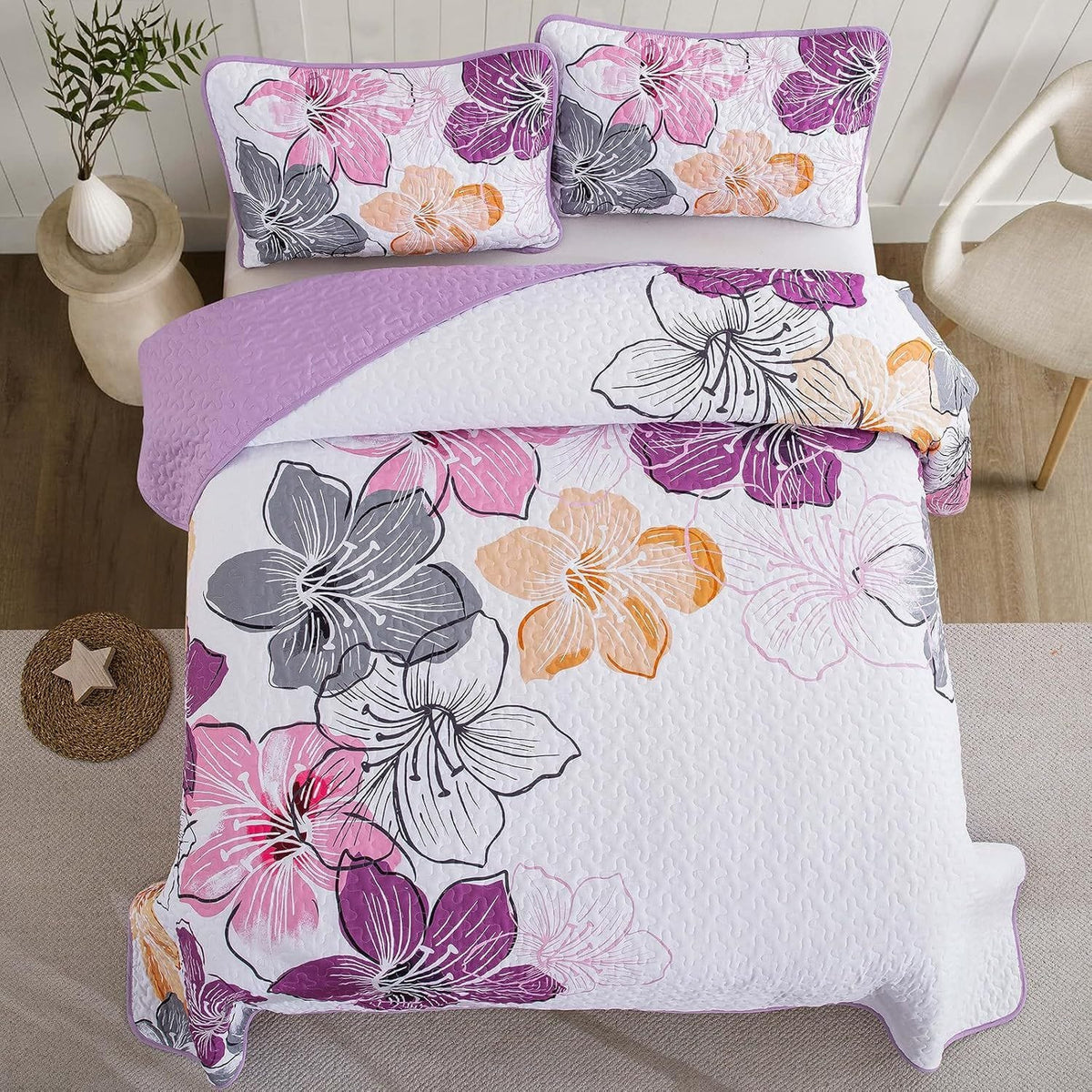 Purple Boho Bedspread Set 230x250cm
