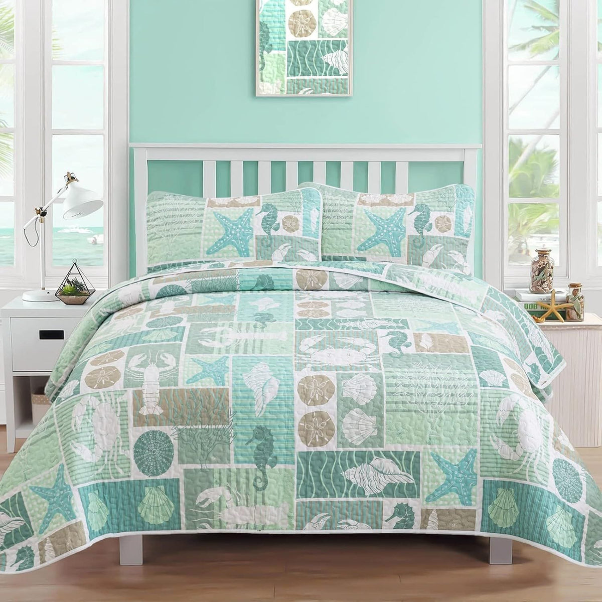 Green Quilt Set Soft 230x250cm