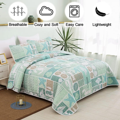 Green Quilt Set Soft 230x250cm