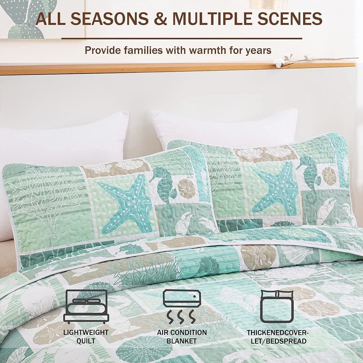 Green Quilt Set Soft 230x250cm