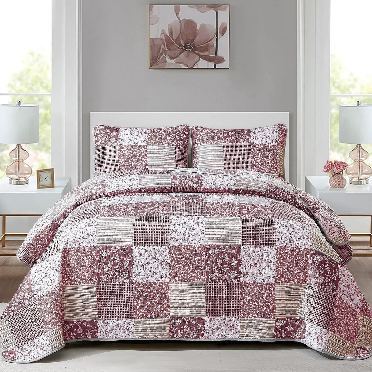 Bohemian Quilt Set Blush 48x74cm