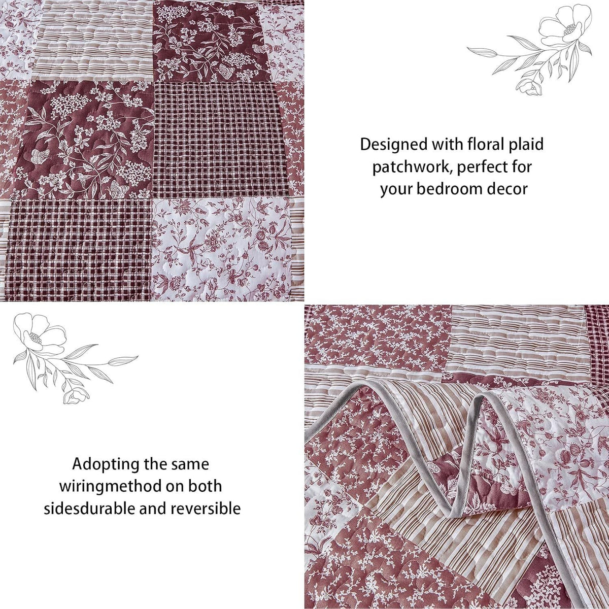 Bohemian Quilt Set Blush 48x74cm