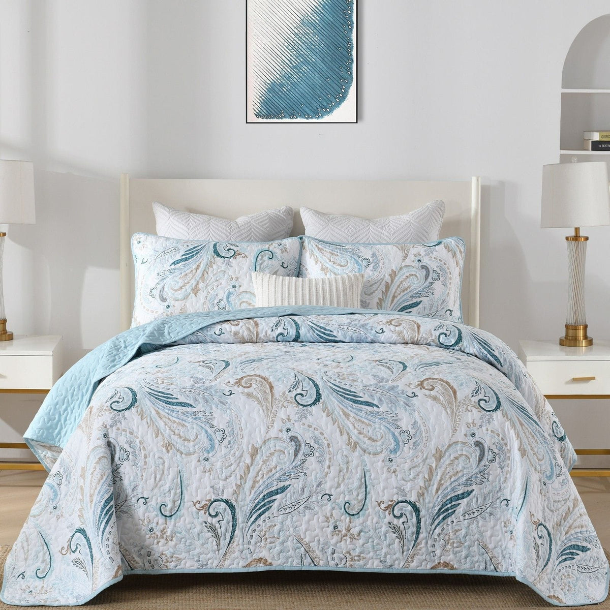 Quilt Bedspread Set White 48x74cm