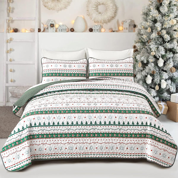  Cozy Christmas Eve Queen Bedspread Set