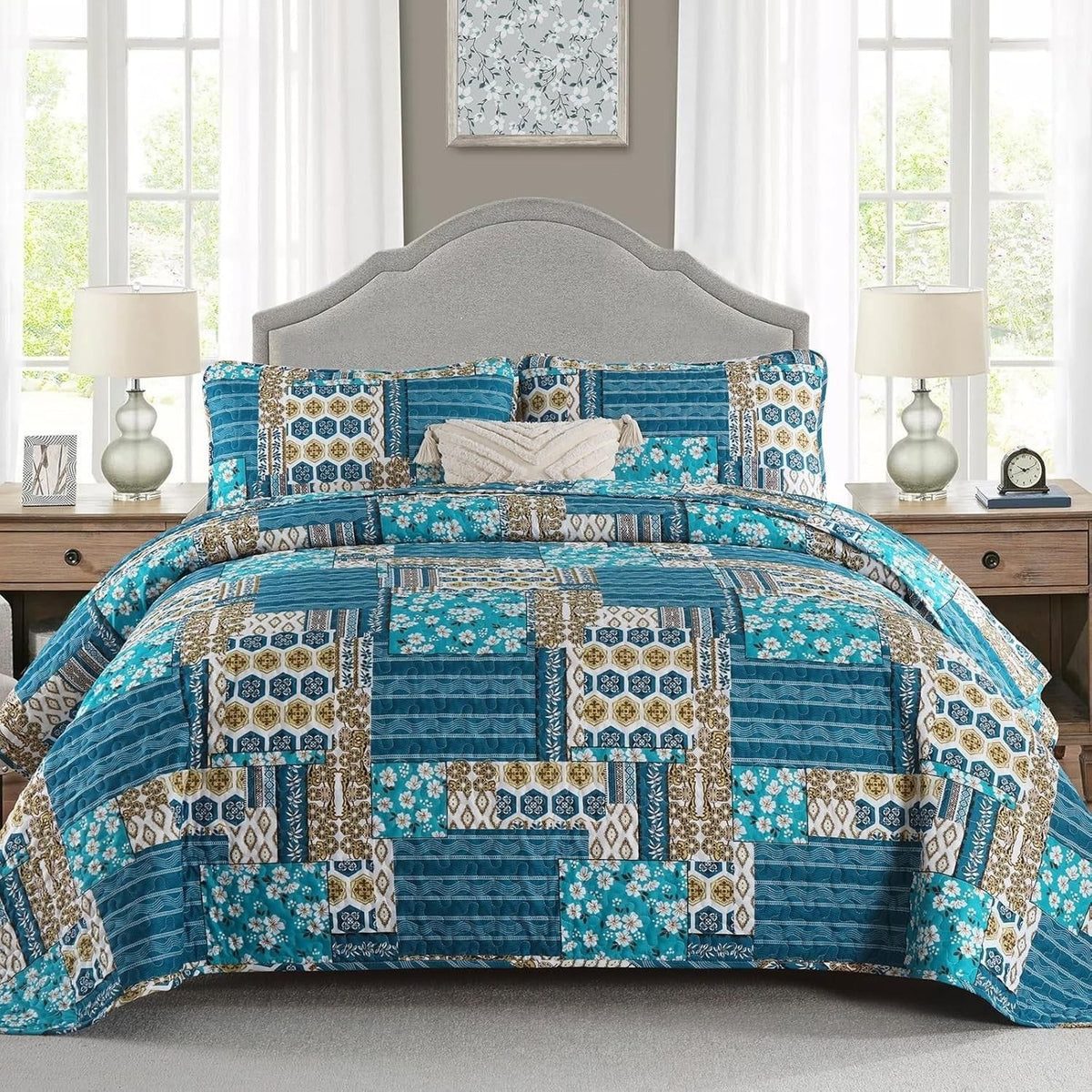 Teal Quilt Set Reversible 48x74cm