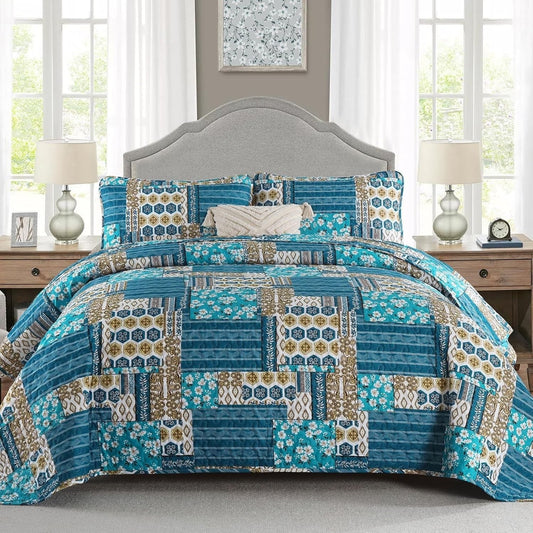 Teal Quilt Set Reversible 48x74cm
