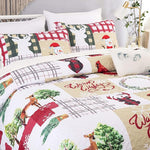 Festive Christmas Red & Green Queen Bedspread Set