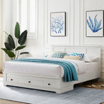 White Coastal Lifestyle Bedframe With Storage Drawers Queen