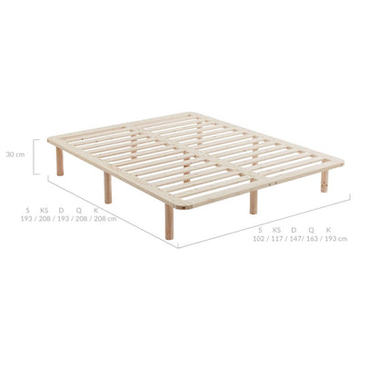 Platform Bed Base Frame Wooden Natural Pinewood