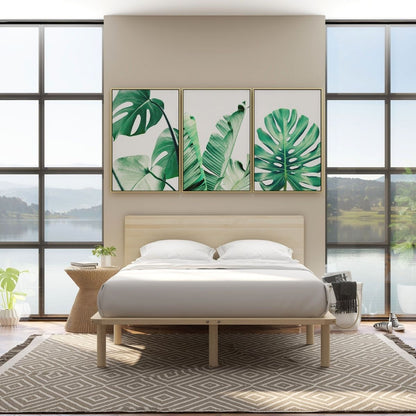Solid Wood Bed Frame Bed Base With Headboard Double/Queen/King