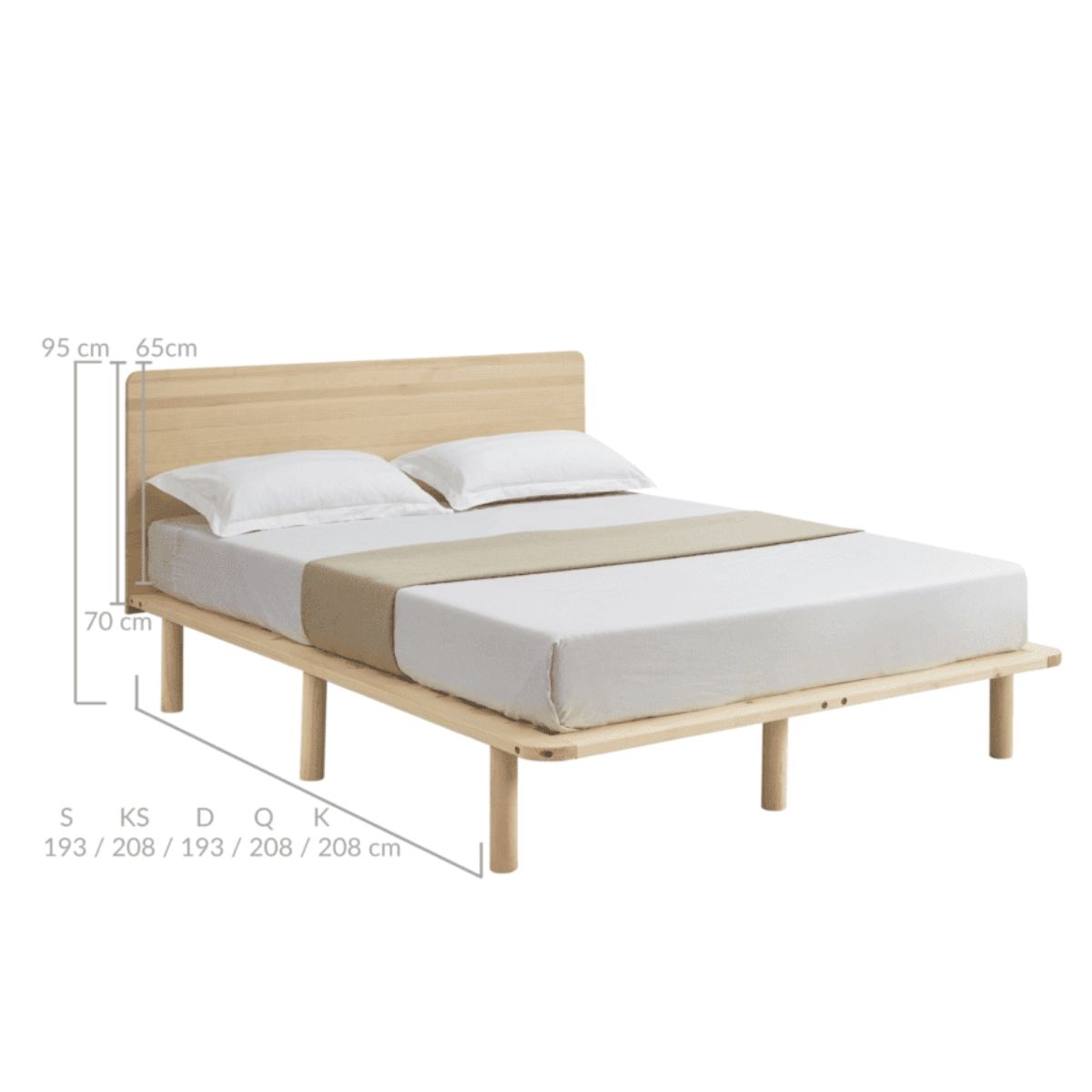 Solid Wood Bed Frame Bed Base With Headboard Double/Queen/King