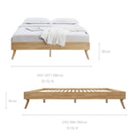 Natural Oak Ensemble Bed Frame Wooden Slat Queen/King