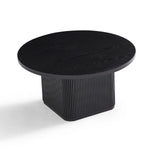 Black/Natural Round Column Coffee Table