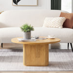 Black/Natural Round Column Coffee Table