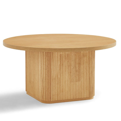 Black/Natural Round Column Coffee Table