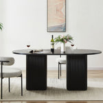 6 Seater Black/Natura Column Dining Table