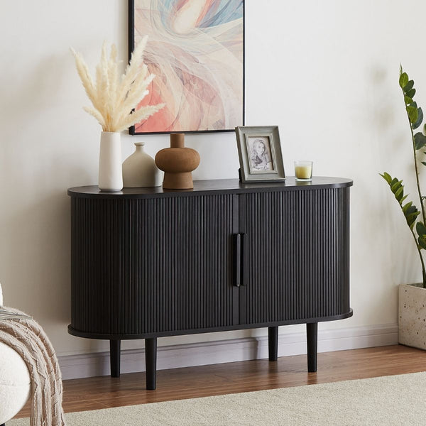  Black Column Wooden Sideboard Table