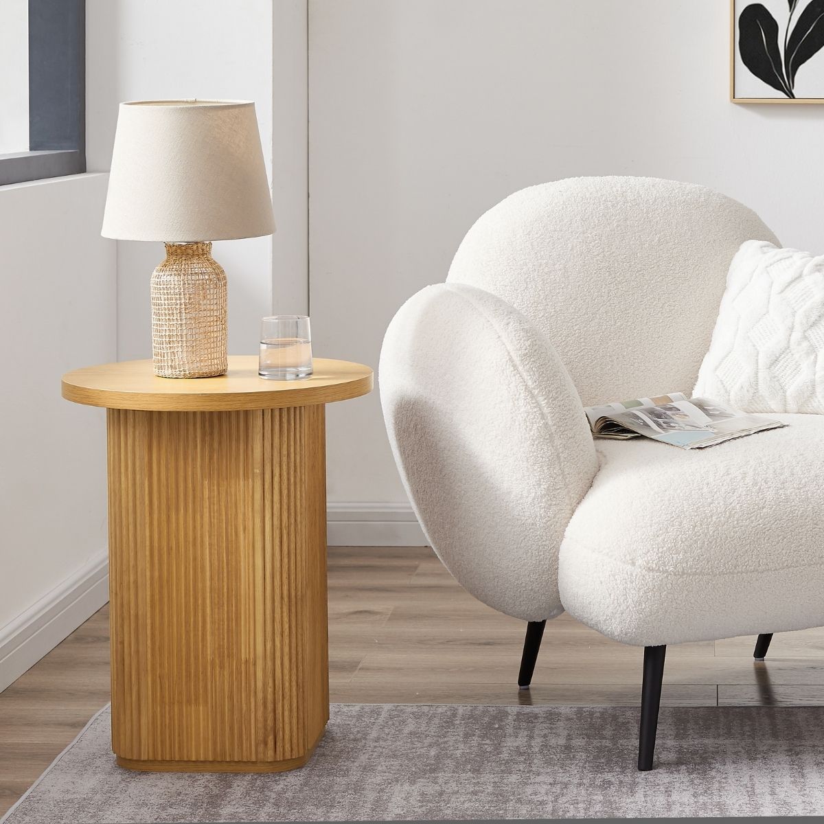 Round Column Side Table In Natural