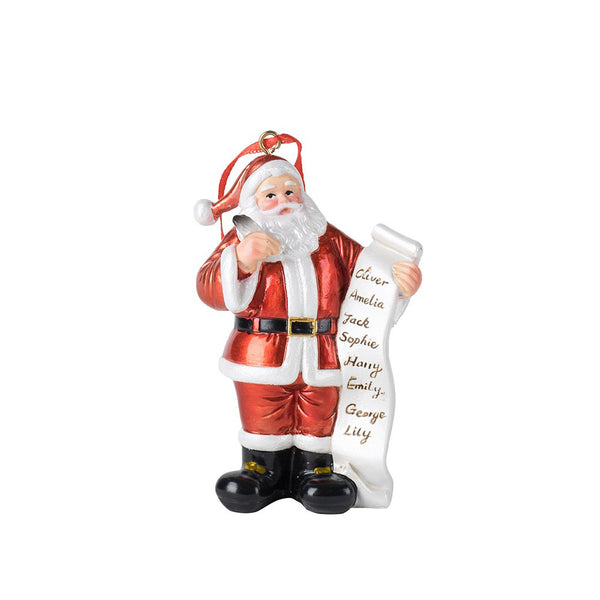  Personalized Santa Ornament - Resin Figurine With Name List, 10Cm