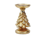 Gold Tree Candle Holder - Elegant Resin Stand, 12Cm Holiday Accent