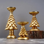 Gold Tree Candle Holder - Elegant Resin Stand, 12Cm Holiday Accent