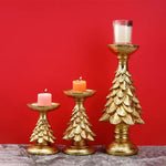 Gold Tree Candle Holder - Elegant Resin Stand, 12Cm Holiday Accent