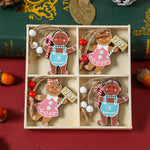 Gingerbread Ornament Set - 12 Wooden Tree Decorations, 2-Pack