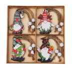 Festive Gnome Ornament Set - 12 Wooden Tree Decorations, 2-Pack