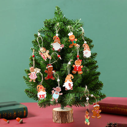 Festive Gnome Ornament Set - 12 Wooden Tree Decorations, 2-Pack