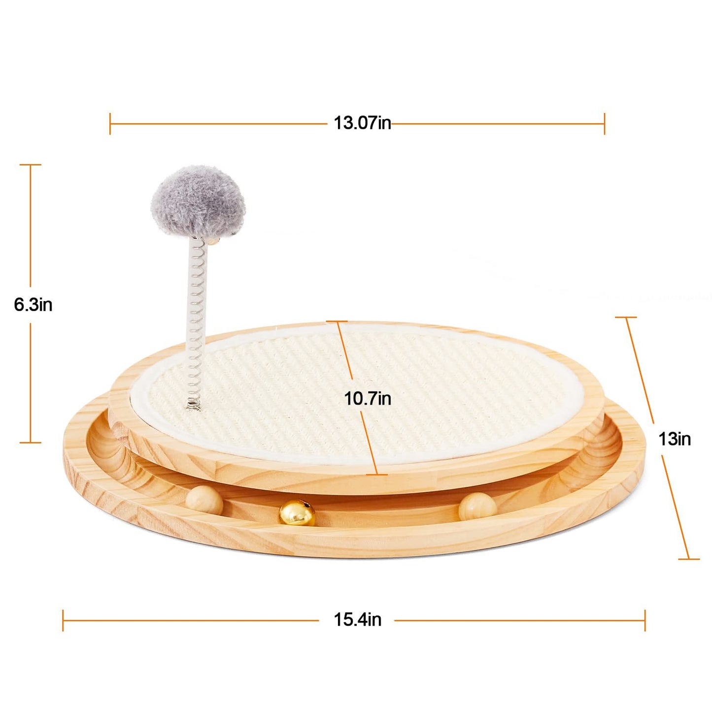 Wooden Interactive Cat Toy  Spinning Track & Wand Toy