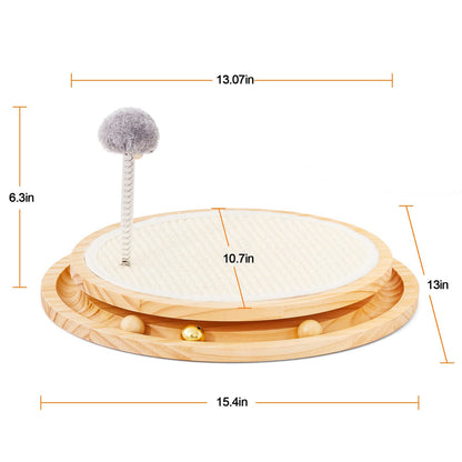 Wooden Interactive Cat Toy  Spinning Track & Wand Toy