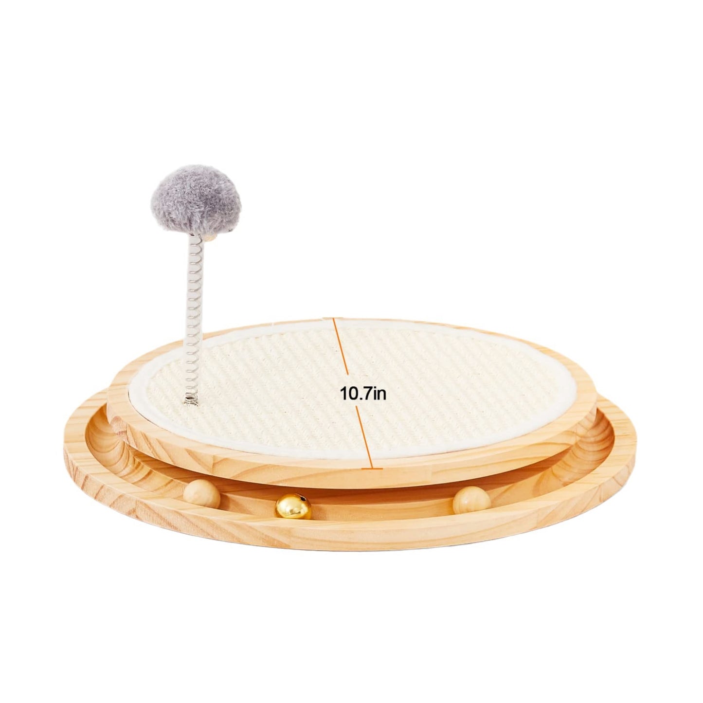 Wooden Interactive Cat Toy  Spinning Track & Wand Toy