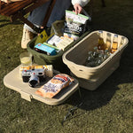 Army Green Foldable Outdoor Picnic Basket with Lid and Tabletop