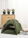 Gray Foldable Breathable Summer Pet Tent with Cooling Mat