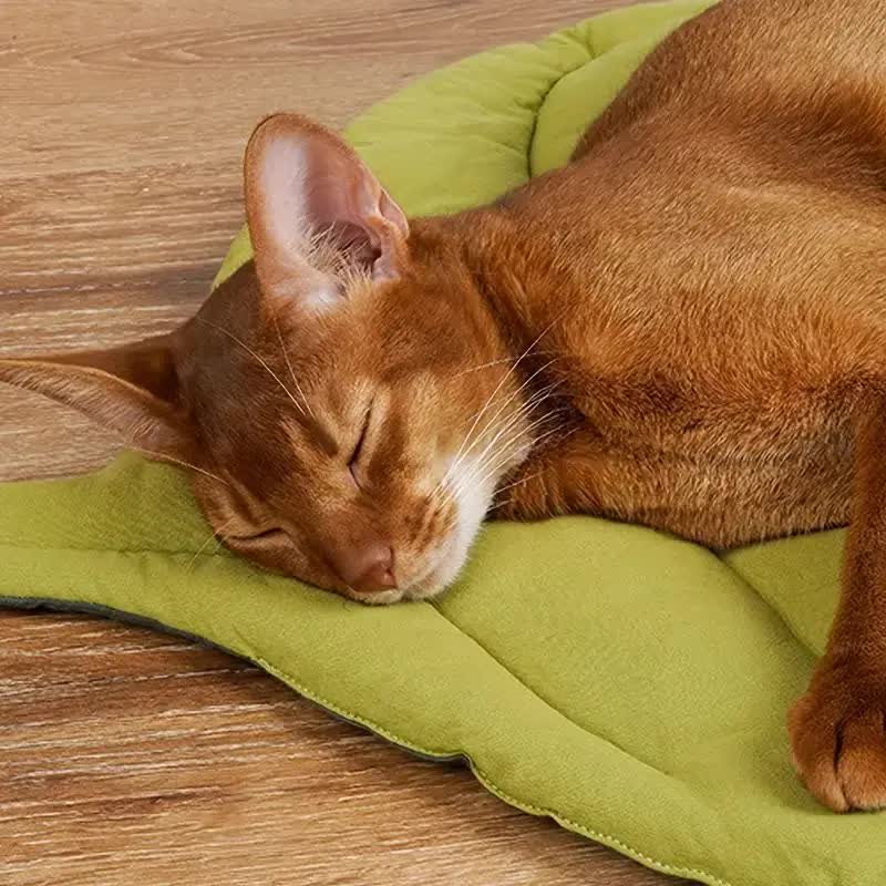 2 Pcs Yellow Leaf-Shaped Pet Sleeping Mat - Durable Dog Floor Pad & Cat Bed