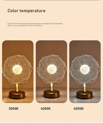 Sunflower Shape Luxury Acrylic Table Lamp - Modern USB Powered Night Light 