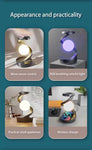 Black 360° Rotating Floating Night Light  Wireless Charging Table Lamp