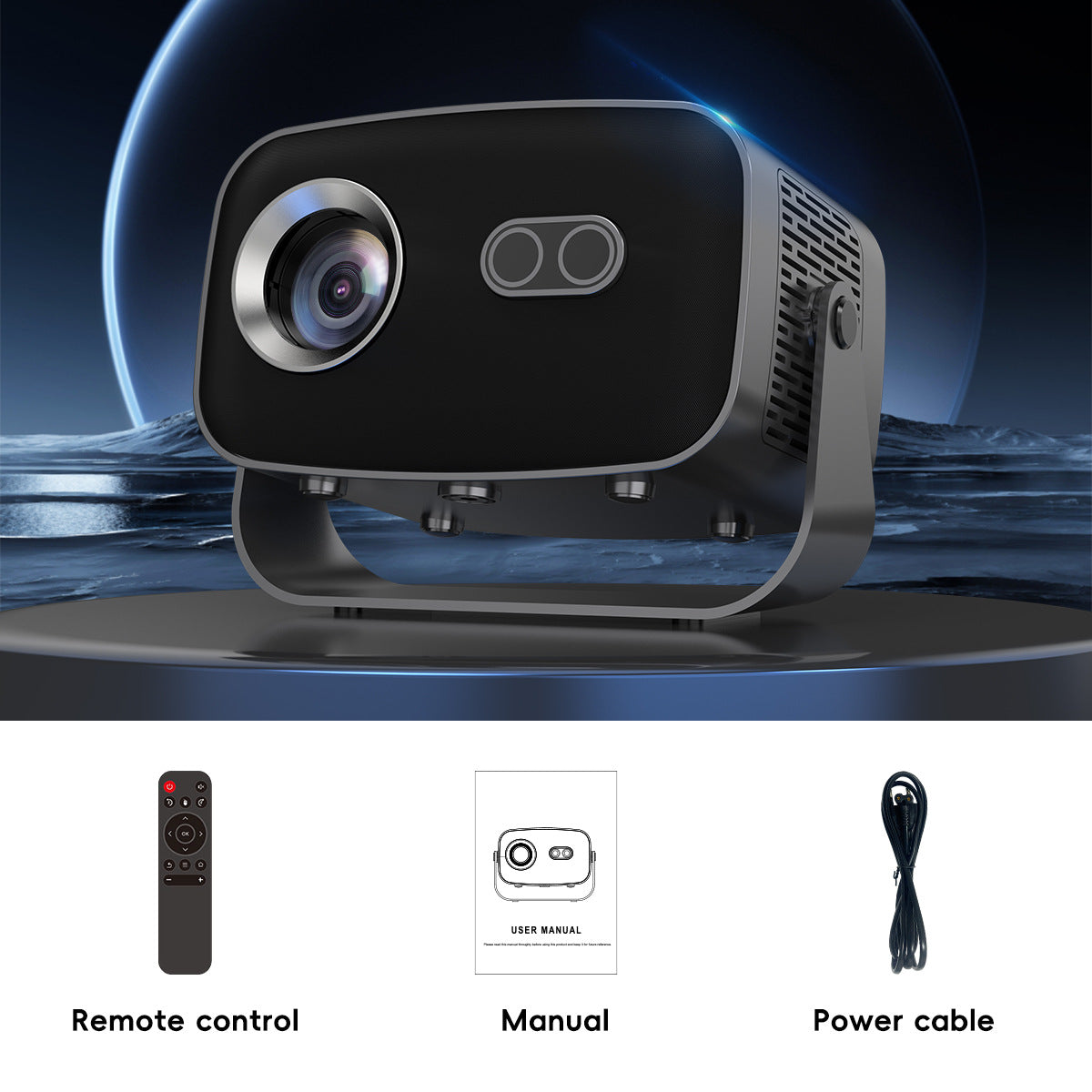 V100 Auto-Focus 4K Mini Projector with Android WiFi for Home Theater