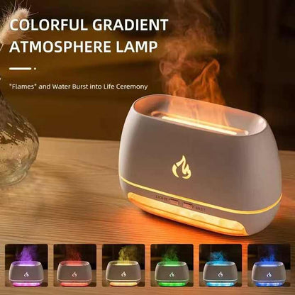 Sleek Black Flame Diffuser - Aromatherapy & Humidifier with Light