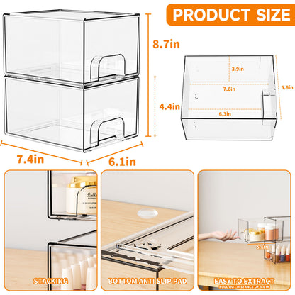 Clear Storage Drawers Stackable single